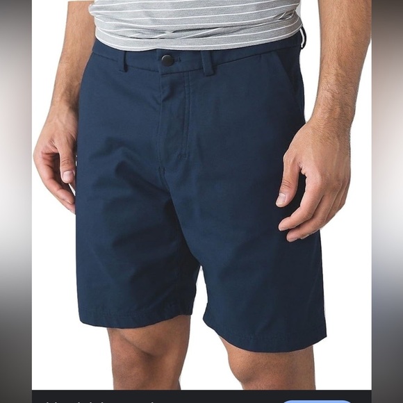 lululemon athletica Men's Navy Flat Front Shorts - Picture 4 of 4